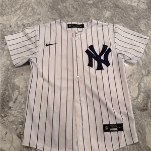 Aaron Judge Nike White and Black Striped Jersey